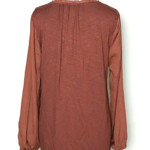 Dolan Rust Ruffle Button Front Top M - Picture 2 of 4